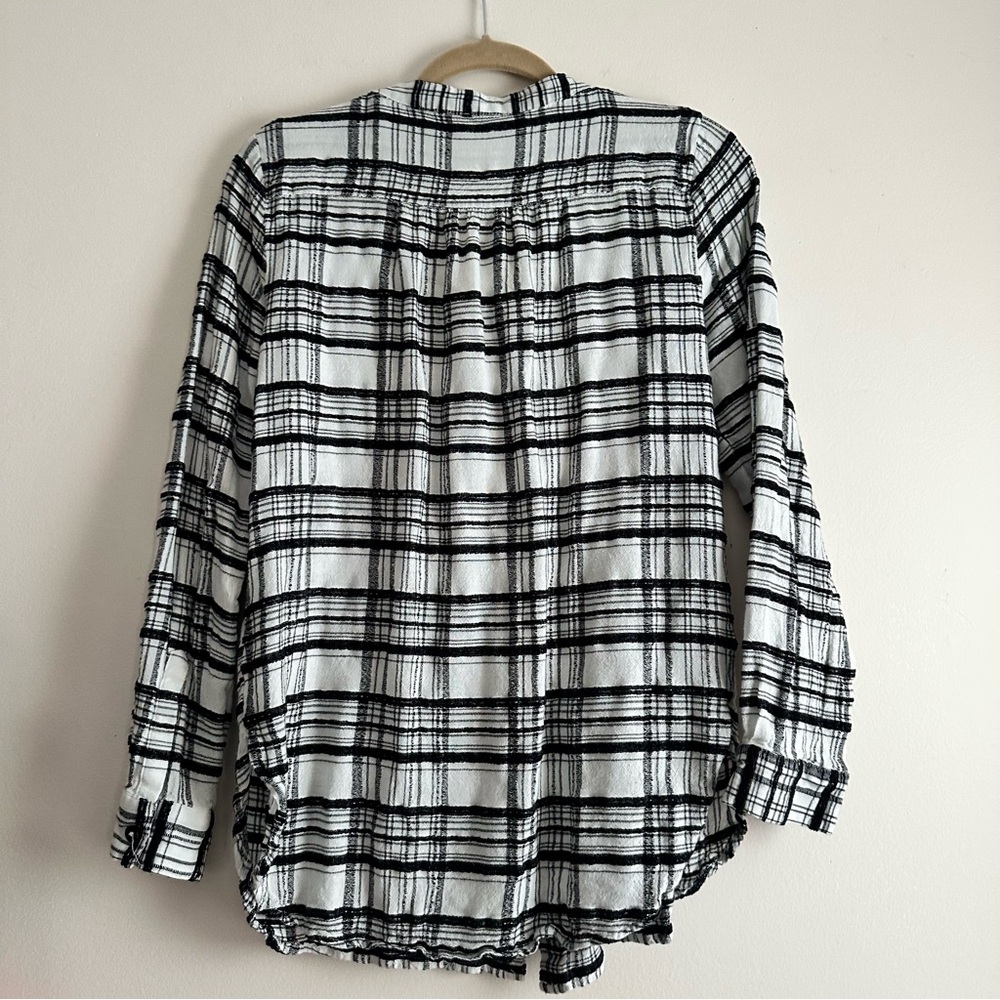 By Anthropologie • Longline Plaid Button Down Shirt - Picture 10 of 11
